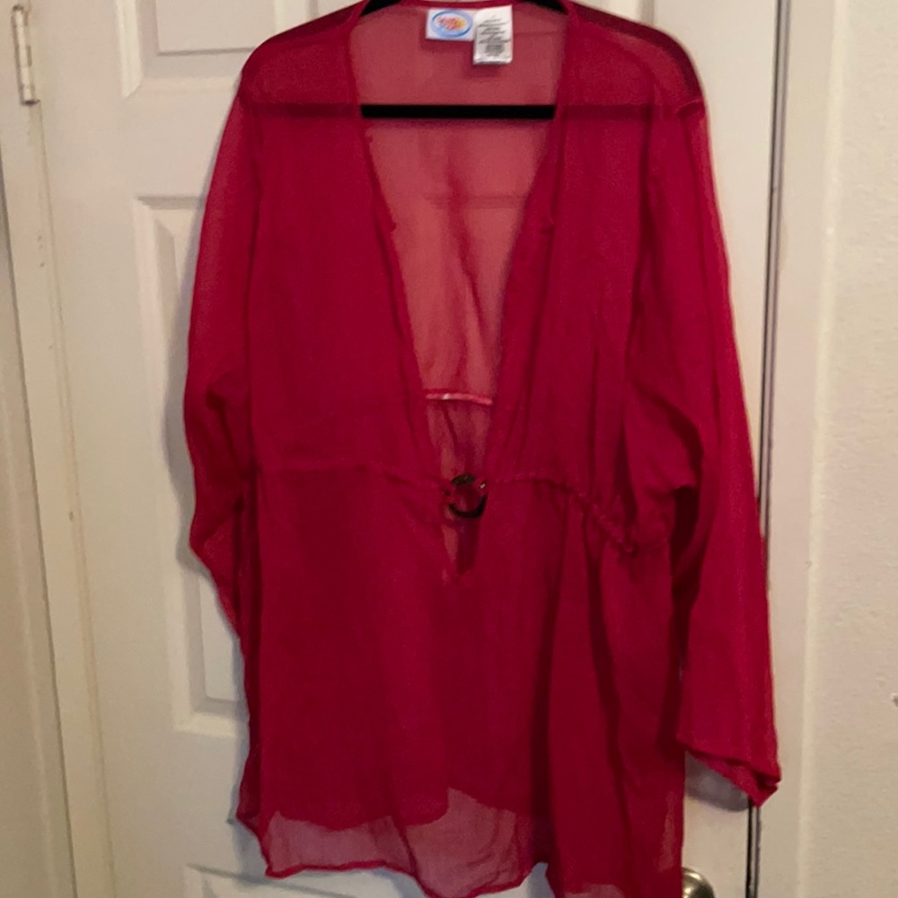 Sand N Sun Women's Red Swimsuit Cover Up plus size 3X 100% polyester